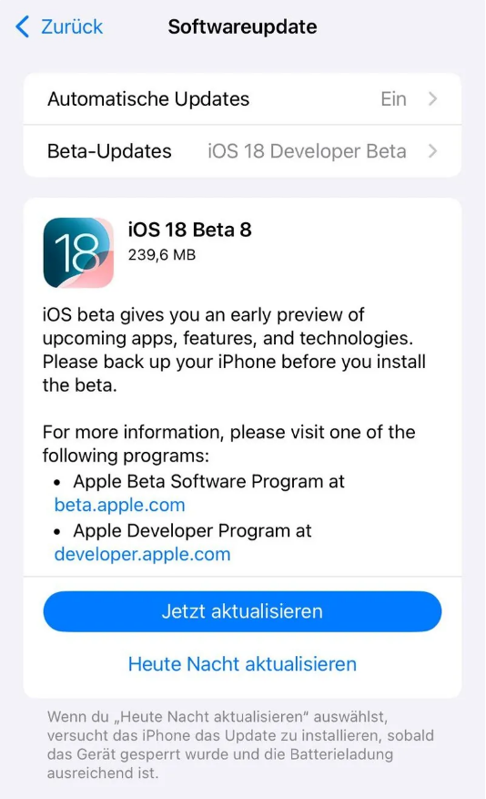 桃江苹果手机维修分享苹果 iOS / iPadOS 18 开发者预览版 Beta 8 发布 